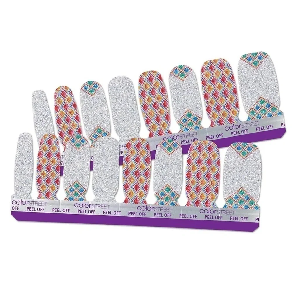 Color Street Pinball Queen Arcade Silver & Holographic Glitter Nail Strips